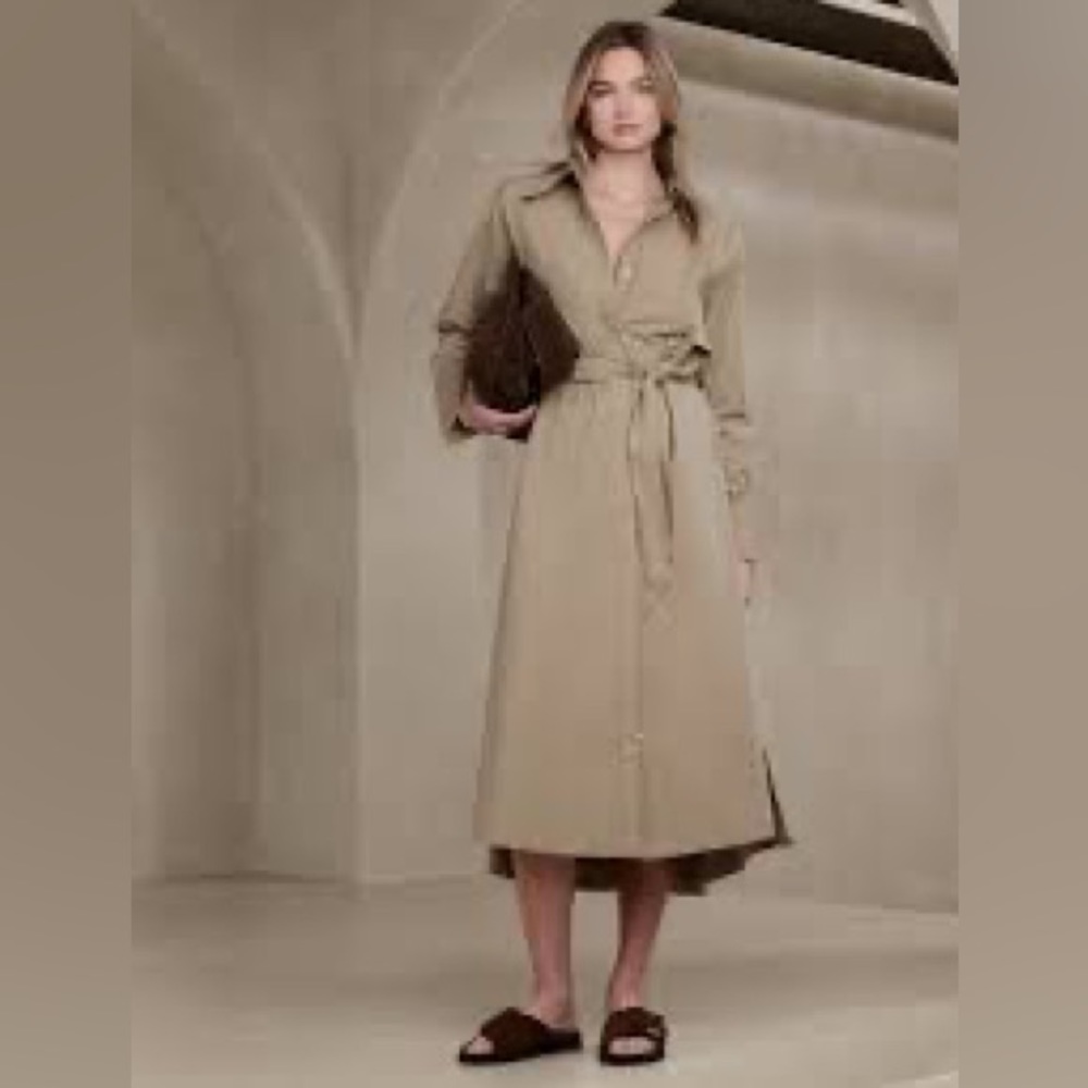 Banana Republic Utility Midi Dress, Tie waist Tan S